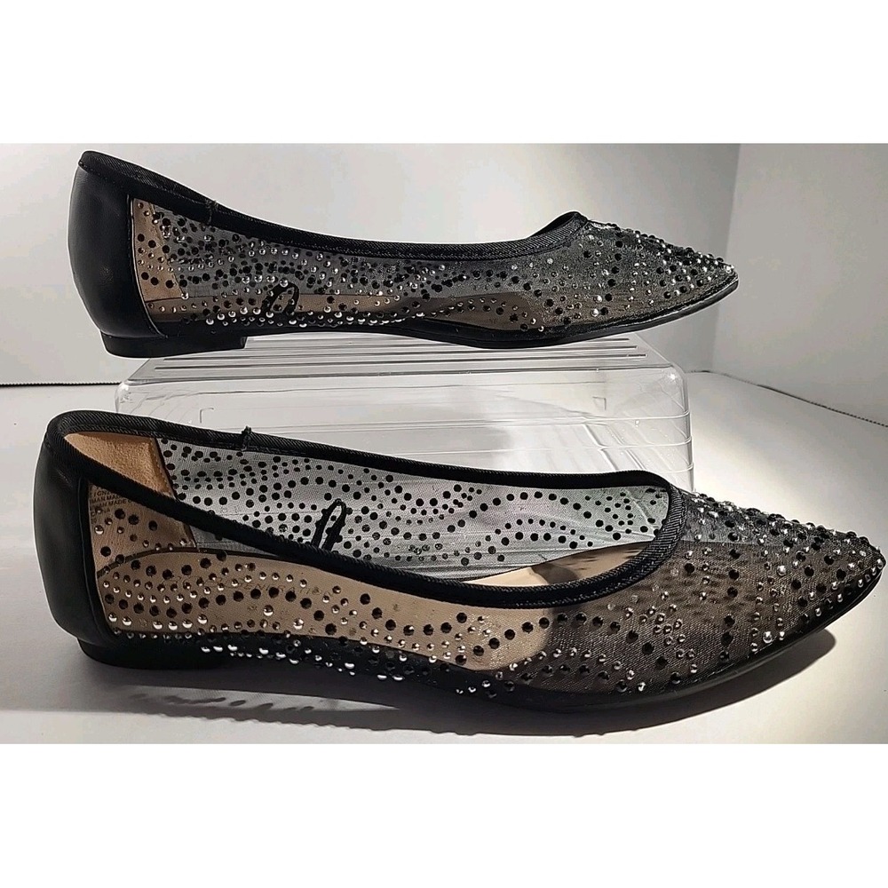 BCBGeneration Women's 7M Black Studded Mesh Ballet Flats Shoes Whimsygoth